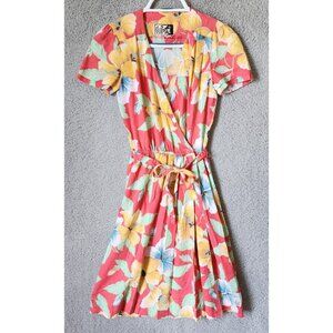 Vtg Foxy Lady San Francisco 70s Women's Short Sleeve Wrap Dress Bright Floral XS